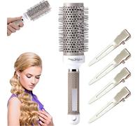 Round Hair Brush, 45mm Barrel with 4 Clips, Nano Thermal Ceramic & Ionic Tech Round Brush, Professional Hair Brush for Blow Drying, Styling, Curling & Add Volume