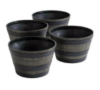 Round Half Barrel Flower Planter Pot Wooden Oak Effect Outdoor Decoration Garden