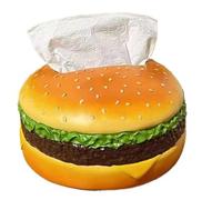 Round Hamburger Tissue Box Creative Paper Towel Box Novelty Paper Container Restaurant Paper Towel Box Decoration Fun Burger Tissue Box Decoration for Home, Office, Desk (Hamburger, 6.89 “x3.35”)