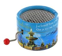 Round Hand-cranked Musical Box/Music Box Made of Reinforced Cardboard on The Theme of a Famous French Children Song with 18-Note Musical Mechanism - A la Claire Fontaine (Traditional)