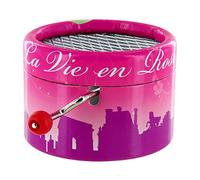 Round Hand-cranked Musical Box/Music Box Made of Reinforced Cardboard on The Theme of The Parisian Monuments with 18-Note Musical Mechanism - La Vie en Rose (Louiguy/Edith Piaf)