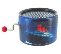 Round Hand-cranked Musical Box/Music Box Made of Reinforced Cardboard on The Theme of The Titanic with 18-Note Musical Mechanism - Titanic - My Heart Will go on (James Horner)