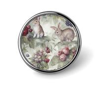 Round Hand Drawn Rabbit Brooch Classic Mini Pin 1 Inch Aluminum Alloy Lapel Pin Personalized Button Badge for Backpack Hat Suit Jacket Clothing Decoration
