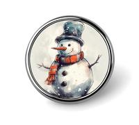 Round Hand Drawn Snowman Brooch Classic Mini Pin 1 Inch Aluminum Alloy Lapel Pin Personalized Button Badge for Backpack Hat Suit Jacket Clothing Decoration