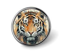 Round Hand Drawn Tiger Brooch Classic Mini Pin 1 Inch Aluminum Alloy Lapel Pin Personalized Button Badge for Backpack Hat Suit Jacket Clothing Decoration
