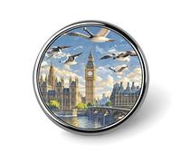 Round Hand-painted City Brooch Classic Mini Pin 1 Inch Aluminum Alloy Lapel Pin Personalized Button Badge for Backpack Hat Suit Jacket Clothing Decoration