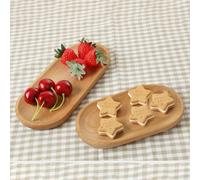 Round Handcrafted Wood Dessert Plate for Serving Dry Foods for Fruit Nuts or Pastries on a Rustic Wooden Tray Made without Paint (23x10cm)