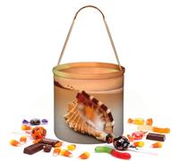 Round Handheld Candy Bag,Twill Tote for Halloween Treats & Party Gifts | Sunset Over The Sea The Shell Conch candy tote - portable hand bag for holiday party, wedding and gift storage