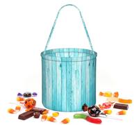Round Handheld Candy Bag,Twill Tote for Halloween Treats & Party Gifts | Wooden Planks Texture Wallpaper candy tote - portable hand bag for holiday party, wedding and gift storage