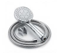 Round Handheld Shower Head Set 1.5m Hose High Pressure Multi Spray Chrome Shower Head with Wall Bracket Flexible Bathroom Kit