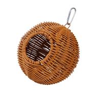 Round Hanging Parrots House With Simulated Rattan Texture Bird Nest For Pet Birds Round Resting Hammock Cage Accessories Budgies Birdhouse With Faux Weave Texture