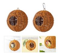 Round Hanging Parrots House With Simulated Rattan Texture Bird Nest For Pet Birds Round Resting Hammock Cage Accessories Budgies Birdhouse With Faux Weave Texture