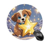 Round Happy Little Dog Mouse Pad Non-Slip Rubber Base Waterproof Mouse Mat Travel Portable Gaming Mousepad for Office Work Home Computer Laptop Personalized Accessory