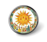 Round Happy Smiling Sun Brooch Classic Mini Pin 1 Inch Aluminum Alloy Lapel Pin Personalized Button Badge for Backpack Hat Suit Jacket Clothing Decoration
