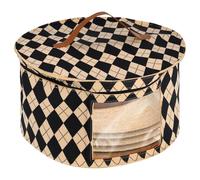 Round Hat Box with Lid Hat Storage Box Non Woven Hats Holder Hats Boxes Storage Stuffed Animal Toy Organizer with Transparent Window Handle and Zip Enduring Cap Carrier Case for Home Travel(B)