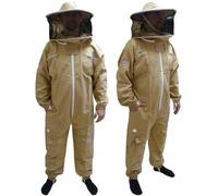 Round Hat Cotton Beekeeping Suit - Olive Protective Clothing for Beekeepers, Traditional Professional Bee Keeping Outfit (Small)