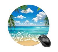 Round Hawaiian Beach Mouse Pad Non-Slip Rubber Base Waterproof Mouse Mat Travel Portable Gaming Mousepad for Office Work Home Computer Laptop Personalized Accessory