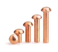 Round Head Copper Solid Rivets, Copper Rivets Button Head Cap Pan GB867 Hand Knock Pack of 8 Sizes M1.5 to M8(25mm,M3 (30 Pieces))