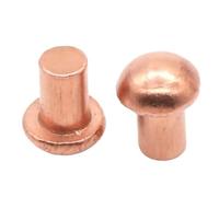 Round Head Copper Solid Rivets, Pack of 100pcs M4x4-25mm Copper Alloy Solid Round Head Self-plugging Rivet GB867(10mm)