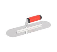 Round Head Putty Trowel Mirror Polished Stainless Steel Plaster Finishing Trowel with Ergonomic Grip for Concrete Drywall Mudding- 35cmx10cm