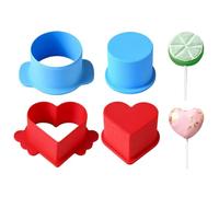 Round Heart Cookie Cutters for Cake Pop Cutter, Pusher and Mould Making - Set of Press Shapes, Smooth Homemade Pastry Accessories for Desserts on Sticks, or