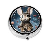 Round Heart Shape Pill Box Cute Rabbit Small Pill Box 3 Compartments Handbag Pill Organizer Portable Pill Box for Containing Vitamins Medicine Fish Oil Supplements