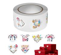 Round Heart Sticker Roll - Encouragement Label Decals Pack, Festive Reward Seals | Adhesive Copper Foil Decorative Marking Collection System, Creative Appreciation Accent Supply with School Event
