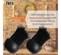 Round Hearth Fireplace Brush Head Refills 2-Pack, 5.2 cm Width with 7.5 cm Coconut Palm Bristles, Threaded Hole Fits 8 mm-10 mm Handles