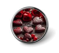 Round Hearts on Table Brooch Classic Mini Pin 1 Inch Aluminum Alloy Lapel Pin Personalized Button Badge for Backpack Hat Suit Jacket Clothing Decoration