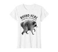 Round Here Folks Call Me Jimothy The Raccoon Value Graphic T-Shirt, Women, White, M