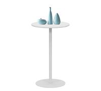 Round High Top Bar Table for Small Space, Modern Style Circular Cocktail Pub Table for Living Room, Kitchen, Balcony, Indoor Outdoor Bistro, White Accent Table(40x40x62cm)