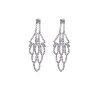 Round Hollow Out Cubic Zirconia Rhinestone Dangle Earrings Long Chandelier Statement Drop Sparkling Lightweight Party Weddingg Daily Jewelry for Women