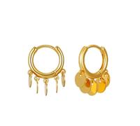 Round Hoop Tassel Dangle Earrings for Women Layered Circle Huggie Drop Charm Earring Boho Chandelier Coin Earrings Minimalist Statement Gifts, L, Acrylic, No Gemstone