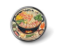 Round Hot Pot Cartoon Pattern Brooch Classic Mini Pin 1 Inch Aluminum Alloy Lapel Pin Personalized Button Badge for Backpack Hat Suit Jacket Clothing Decoration