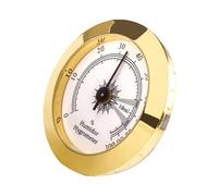 Round Humidor Hygrometer, Moisture Meter for in Gold Round - High Precision Mechanical Suit for Humidifiers Guitar Violin Box