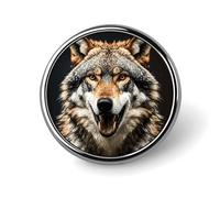 Round Hungry Like A Wolf Brooch Classic Mini Pin 1 Inch Aluminum Alloy Lapel Pin Personalized Button Badge for Backpack Hat Suit Jacket Clothing Decoration