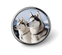 Round Husky Dogs Lapel Pin Metal Custom Pins Personalized Decoration Lapel Badge Small Brooch Hat Shirt Tie Sweater Clothes Accessories Decoration for Men Women