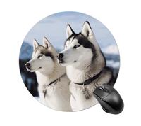 Round Husky Dogs Mouse Pad Small Waterproof Mouse Mat with Anti-Slip Rubber Base Funny Cute Computer Mousepad Desk Accessories for Laptop Gaming Office Home Decor