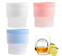 Round Ice Cube Moulds | 3 Pcs 5.8cm Large Ice Ball Mould with Leak Proof Lid, Ice Sphere Moulds Reusable for Cocktails, Whisky, Wine, Yogurt, Fruit Juice, Drinks (3 Colours)