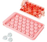 Round Ice Cube Tray with Lid, Mini Ice Ball Maker Mould for Freezer 33 Reusable Sphere Circle Ice Making Mold Easy Release for Water Cocktail Whiskey Coffee