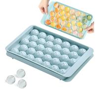 Round Ice Cube Tray with Lid, Mini Ice Ball Maker Mould for Freezer 33 Reusable Sphere Circle Ice Making Mold Easy Release for Water Cocktail Whiskey Coffee