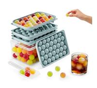 Round Ice Cube Trays with Lid and Ice Bin Storage Container, Sphere Ice Cube Mould 3X 32pcs 2cm Mini Ball Ice Cube Tray for Freezer Easy Release, Circle Ice Cube Moulds for Cocktail, Whiskey, Coffee