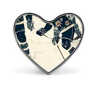 Round Ice Hockey Pattern Brooch Lapel Shawl Pin Vintage Metal Heart Badge Minimalist Collar Brooch Jewelry Decoration Suit Sweater Backpack Women Mother Bride