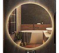 Round Illuminated Bathroom Mirror - Anti-Fog Vani & Makeup Mirror, Touch Sensor, Adjustable Brightness, 3 Light Colors, Slish Design for Any Bedroom or Bathroom, Multiple