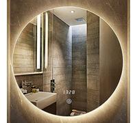 Round Illuminated Bathroom Mirror - Anti-Fog Vani & Makeup Mirror with 3 Light Colors, Touch Sensor, Adjustable Brightness - Perfect for Bedrooms & Bathrooms,