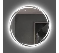 Round Illuminated Bathroom Mirror - LED Vanity Mirror Wall-Mounted Bedroom Makeup Dressed Mirror - White Light/Warm Light - IP44 Waterproof(Color:White Light,Size:60cm/24in)