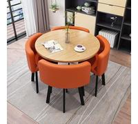 Round Imitation Marble Dining Table Set with 4 Chairs 5 Piece Kitchen Furniture for Small Spaces Modern Design 22.80 x 80 x 75 CM Perfect for Dining Room