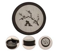 Round Inkstone with Plum Blossom Lid Chinese Calligraphy Ink Stone Sumi Painting Grinding Stone Calligraphy Accessories