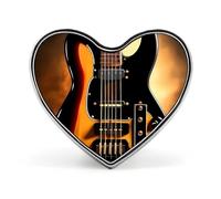 Round Instrumental Guitar Brooch Lapel Shawl Pin Vintage Metal Heart Badge Minimalist Collar Brooch Jewelry Decoration Suit Sweater Backpack Gift for Women Mother Bride