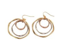 Round Irregular Hoop Earrings for Women,Three Kinds of Earrings in Three Colors and Sizes,Bold Statement Style, Mixed - Metal Shine